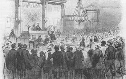 The crowded courtroom where the jury returned a verdict of not guilty, (Harper's Weekly)