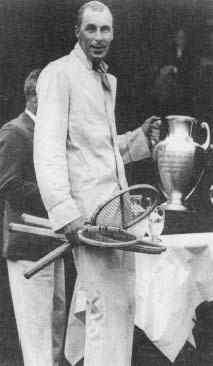 Bill Tilden, holding USTA national championship challenge trophy, 1929. (Bettmann/Corbis)