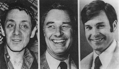 Former policeman Dan White (right) was suspected in the killings of city Supervisor Harvey Milk (left) and Mayor George Moscone (center). (AP/Wide World Photos)