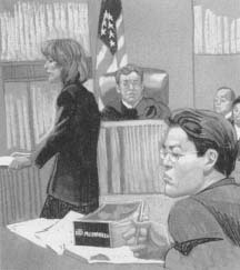 In this sketch Edmund Ko listens in court during his murder trial. (AP/Wide World Photos)
