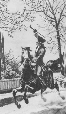Paul Revere on his legendary 'midnight ride." (Courtesy, National Archives)