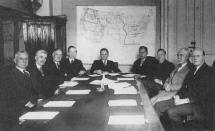 Senate Public Lands Committee, which investigated the activities of the Secretary of the Interior, Albert Fall. (Courtesy, Library of Congress)