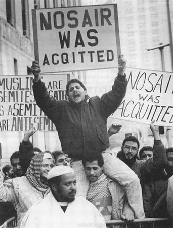 Supporters of El Sayyid Nosair after the jury's surprising verdict. (AP/Wide World Photos)